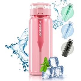 Wessper Water Filter Bottle 680 ml Pink Tritan Drinking Bottle BPA Free Water Bottle with Filter Bottle Outdoor + Activated Carbon Filter Straw Water Filter Water Filter Bottle Sports Water Filter