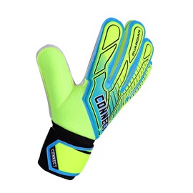 CONNECT Goalkeeping Gloves with Latex Finger Spine Stability Super Grip Palm, Soccer Goalie Gloves for Boys, Kids, Children Youth Football Goalkeeper Gloves (Yellow, 8)