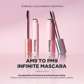 lilybyred Am9 to Pm9 Infinite Mascara | Korean Lengthening & Curling Mascara, Smudge-Proof, Waterproof, Long-Lasting, C-Curl Hold, Clump-Free, Defined Lashes, Dramatic Length, 0.24 oz. (01 Long Curl)