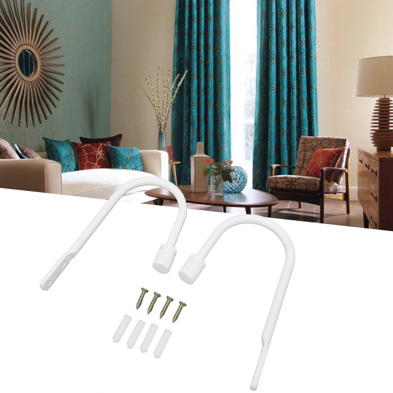 2Pcs Curtain Holdbacks U Shape Carbon Steel High Hardness Powder