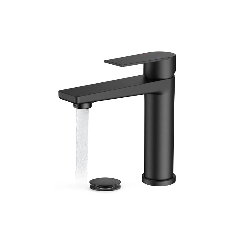 FORIOUS Black Bathroom Faucet 1 Hole, Single Lever Bathroom Sink
