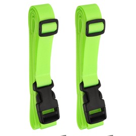 HARFINGTON 2pcs Luggage Straps 1" x 118" Utility Luggage Connector Strap Nylon Adjustable Suitcase Belt with Buckle for Travel Outdoor Bag Luggage Packing Accessories, Fluorescent Green