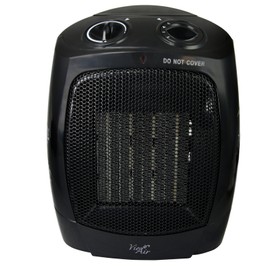 Vie Air Portable 3-Settings Ceramic Heater with Adjustable Thermostat, 1500W, Black