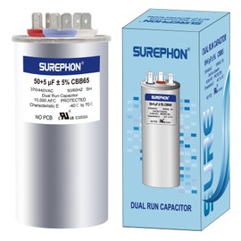 SUREPHON 50/5 Mfd Ac Capacitor 370V or 440V 50/60Hz CBB65B Air Conditioner Capacitors for AC Unit Fan Motor Start or Pool Pump or Air Condenser Straight Cool