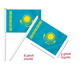 25 PCS Kazakhstan Handheld Small Flag, Kazakhstani Hand held Mini Decor Decoration Banner