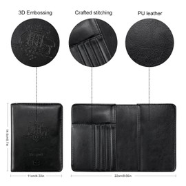 ILIYAH Passport Holder Compact RFID Passport Wallet Passport Protector Lightweight Leather Passport Covers with Card Slots Travel Holder(Black)