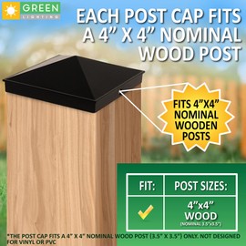 GreenLighting 4x4 Aluminum Pyramid Post Cap Cover (Black 8 Pack) Fits 4x4 Nominal Wood (True 3.5 x 3.5) Powder Coated Matte Outdoor Post Caps Cover, Fence Wood Post, Decking, Waterproof