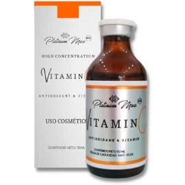PLATINUMMAX - Vial Vitamina C 20 % 50 ml – Solución Antioxidante para Rostro, Cuello, Escote y Cuerpo, Compatible con Uso Tópico, Dermapen o Microinfiltración, Presentación Sellada de Grado Profesional