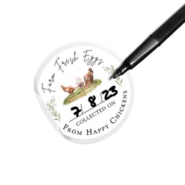 Farm Eggs Laid On Stickers Collected Date | 350 pcs roll | 2” Coop Colorful Handling Instructions Card for Egg Carton to Sell Label from Happy Chickens Write in How to Handle Eggs