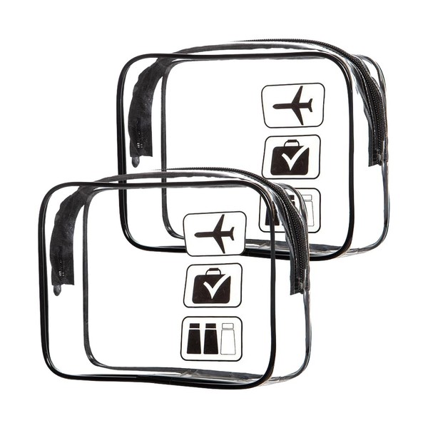 KOVOSCH Pack of 2 Transparent Toiletry Bags, Liquid Bags, Hand