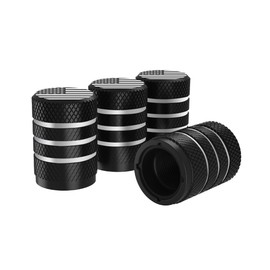 Miliheaven Corrosion Resistant (Black Two-Tone) (Laser Engraved US Flag) Metal Tire Wheel Alloy Valve Caps Dust Caps (4 Pack) Universal for Cars, SUVs, Bicycles, Motorcycles, Trucks | Plastic Insert