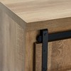 ROCKPOINT Sliding End Table with Slide Barn Door,Storage Sofa Table,Dark