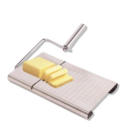 JIEOADOU Cheese Slicer Set Includes 5 Durable Stainless Steel Wire Cutters, Heavy-Duty Metal Cutting Board, Elegant Butter Spreader & Sharp Knife