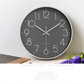Oblivi Wall Clock, Non-Radio, Stylish, Scandinavian Continuous Second Hand, Silent, Wall Clock, Home, Bedroom, Room Decoration, Gift, Interior, Large Number, Easy to Read 11.8 inches (30 cm) (Gray)