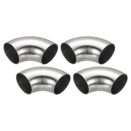PATIKIL 4 pieces stainless steel pipe bend, 90 degree bend, 51 mm OD steel exhaust bend, exhaust pipe connector, stainless steel elbow, 304 stainless steel pipe for exhaust pipe, stair railing, car