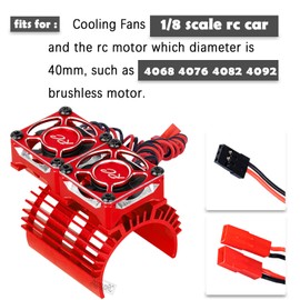 hopsupRC RC Motor Cooling Fan Upgrades Part 1/8 RC Car 40mm 42mm Brushless Motor,Motor Cooling Fans Surpass Hobby Twin 30mm RC Car Motor Fan with Metal Cover 4068 4274 Brushless Motor Heatsink,Red