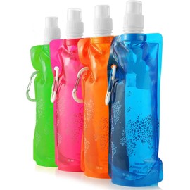 Foldable Water Bottle, 500 ml Folding Canister, Soft Flask, Festival Drinking Bottle, Sports Bottle, BPA-Free, Reusable, for Hydration Backpack/Cycling/Hiking/Jogging/Camping/Climbing