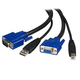 StarTech.com 10 ft 2-in-1 Universal USB KVM Cable - 10ft VGA KVM Cable - 10ft USB KVM Cable - 10ft KVM Switch Cable (SVUSB2N1_10),Black