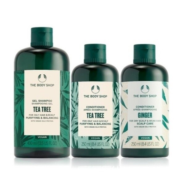 대구백화점 더바디샵티트리 헤어 3종 세트(샴푸400ML+컨디셔너 250ML 2종) / 대구백화점 더바디샵티트리