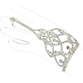 Fashion Jewelry ~ Clear Crystal Pattern Hand Chain Slave Bracelet Ring for Women (113006SL DD)
