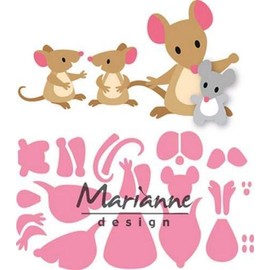 Marianne Design Collectables Eline's Mice Family Die, Metal, Pink, 21.1 x 15.5 x 0.2 cm