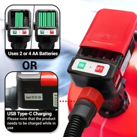 PUMPTOR Fuel Transfer Pump Battery Operated & USB Chargeable Gas Pump For Gas Can Pump With Hand Nozzle, 51 Inch Long Hose, 4 Adapters