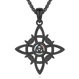 DRINSPER Witches Knot Necklace Nudo De Bruja Plata 925 Original Sterling Silver Cross Moonstone Birthday Pendant Pagan Wiccan Christmas Jewelry Religious Faith Gifts for Women Wife Mom