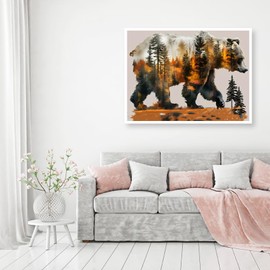 MOMDEDP Forest Bear Diamond Art Kits for Adults,DIY 5D Diamond Painting Kits for Beginners, Round Full Drill Diamond Dots Paintings,Diamonds Pictures Gem Art for Adults Crafts Home Decor 12x16inch