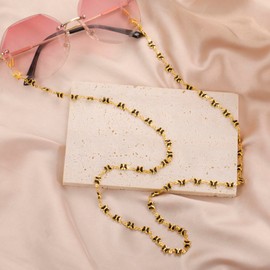 Dreamtimes Glasses Chain for Women Handmade Rose Glasses Cord Chain Glasses Necklace Mask Chain Glasses Chains, Black-g
