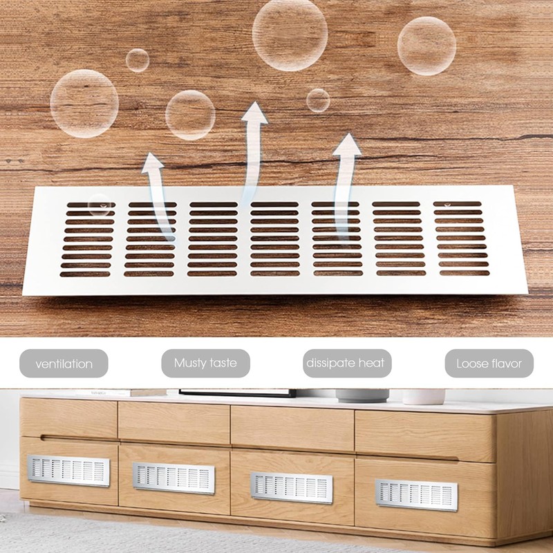 2pcs Cabinet Furniture Vent Covers,Louvered Ventilation Cover,Aluminium Alloy Ventilation Grille,Rectangle