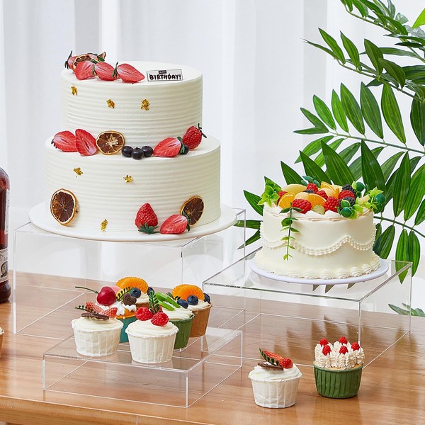 Jerify 3 Pcs White Buffet Risers, Food Risers for Buffet