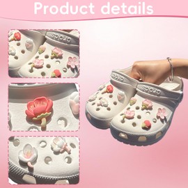 Pack of 10 Shoe Charms for Crocs Badge Flowers Shoe Charms for Jibbitz Crocs Shoe Pins for Crocs Jibbitz Decoration Shoe Jewellery Cute Cartoon Flower Sakura Girls DIY Decoration Shoe Pendant