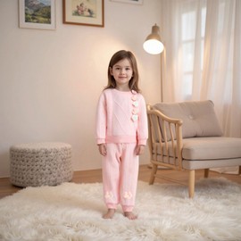 MAHUAOYIXI Toddler Girls Outfits 12-18 Months Long Sleeve 3D Flower Embroidery Split Sweatshirt Pullover Tops and Elastic Waist Sweatpants 2Pcs Set Baby Girl Clothes 2-3 Years (Pink, 18-24 Months)