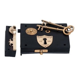 VAN DYKE'S RESTORERS Carpenter's Rim Lock Set, Small with Keyhole, Left