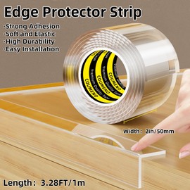 COUMENO 2Pack Clear Edge Protector,Safe Corner Protector, Anti-Sharp Edge Protector, for Furniture, Drawers, Tables, Cabinets 2inX3.28FT