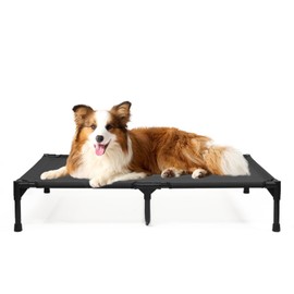 KMFYZYE Elevated Dog Beds Large Sized Dogs, Cooling Raised Pet Bed with Frame & Breathable Mesh, Portable Indoor & Outdoor Lifted Dog Hammock Off Ground (L, Black)