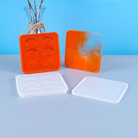 Miamay One Set False Eyelash Holder Resin Casting Mold Eyelash Case Silicone Resin Mold Eyelash Display Tray Epoxy Resin Mold with Lid for DIY Making