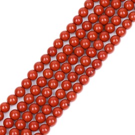 GEM-Inside Natural 6mm Red Jasper Round Gemstone Semi Precious Loose Beads for Jewellery Making 15''
