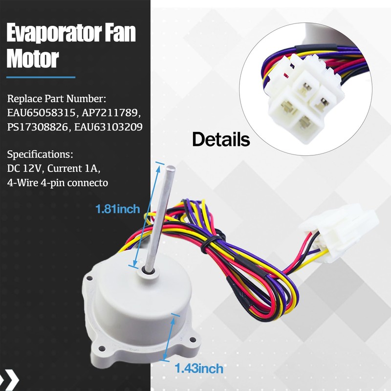 EAU65058315 Evaporator Fan Motor Fit for LG for Kenmore Refrigerator