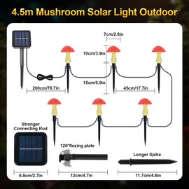 Ninonly Garden Solar Lights for Outdoors, 8 Modes Mushroom Garden Lighting, Outdoor, Waterproof Solar Lights, Outdoor, Garden Decoration, Mushroom Lamp for Outdoors, Yard, Lawn, Balcony