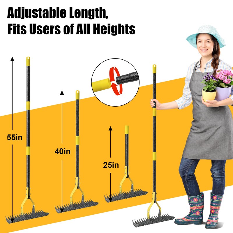 Dual-Action Thatch Rake for Lawn – Efficient 15" Thatching Rake