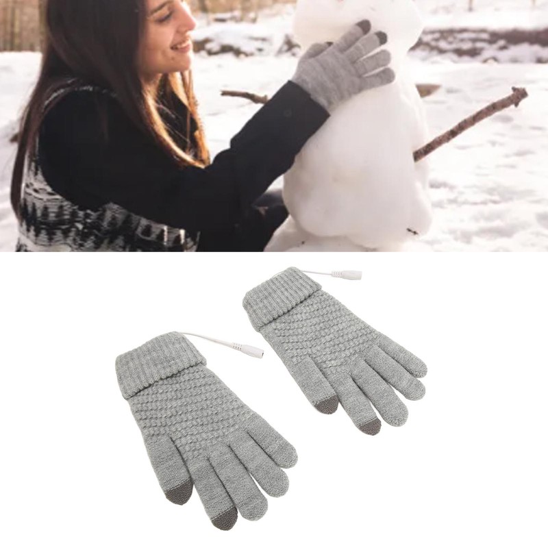 USB Heated Gloves Thicken Detachable Electronic Warming Knitted Gloves for