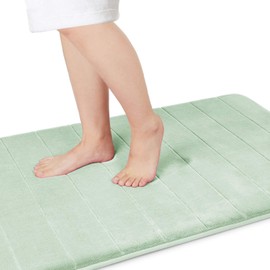 Yimobra Memory Foam Bath Mat Large Size, 44 x 24 Inches,Soft and Comfortable, Super Water Absorption, Non-Slip, Thick, Machine Wash, Easier to Dry for Bathroom Floor Rug, Pale Green