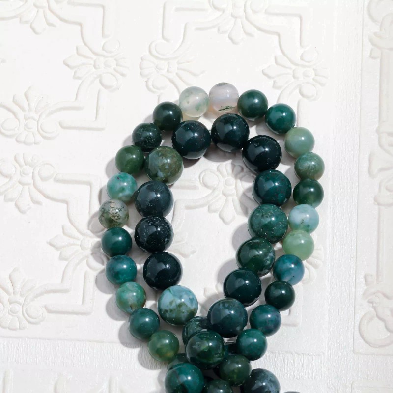 Vanilla Mountain Green Moss Agate Round Beads 6mm DIY Jewelry
