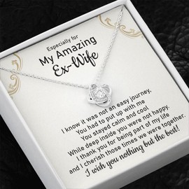 To My Especially Amazing Ex Wife Necklace, Funny Best Ex Wife Jewelry Gift On Her Anniversary Birthday Christmas From Ex Husband. (Two Toned Box)