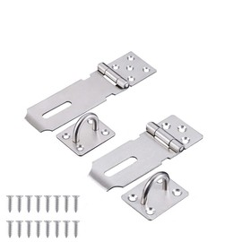 2 Sets Heavy Duty 304 Stainless Steel Hasp Staple with Screws, nuumee Padlock Hasp Door Clasp, Shed Locks and Latches, Security Gate Hasp and Staple Lock for Doors, 3 inches 4 inches