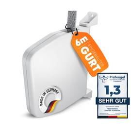 MEISTERBAU - Roller shutter belt winder surface-mounted 14 mm [Made in Germany] - Hinged roller shutter winder with integrated 6 m roller shutter belt 14 mm - 180° swivel roller shutter belt winder -