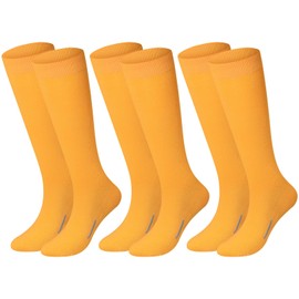 Haysandy 3 Pairs Baseball Socks Bulk Softball Sock Youth High Long Tube Soccer Football Team Boys Girls Adults Sport Sock(Gold,M)