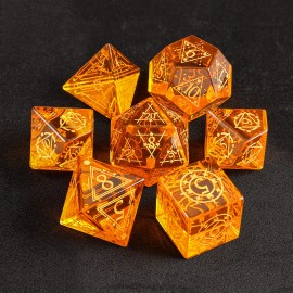 7-Piece Orange Crystal Glass Pattern Polyhedral D6 D20 Dice Set for Dungeons & Dragons D&D RPG Tabletop Gaming with BoxColor: Orange
