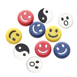 FKYzixeh Tennis Racket Dampeners, Tennis Racket Shock Absorber, Cute Pattern Tennis Accessories (10 Pcs Smiley+Taichi Pattern)